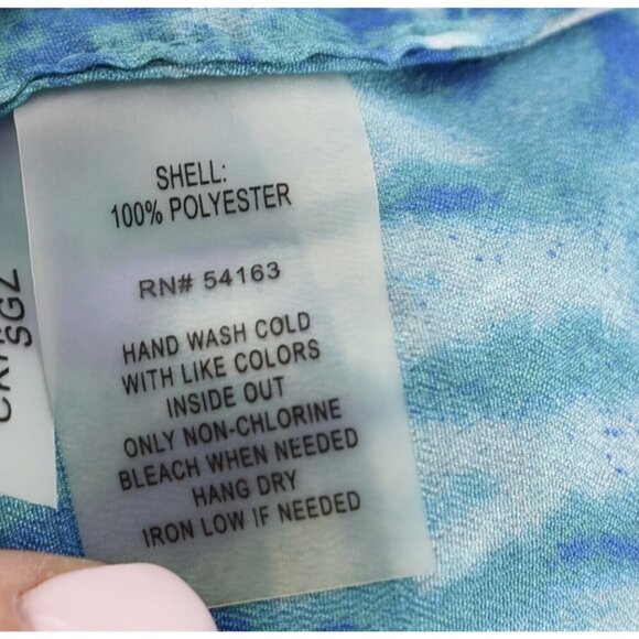 Calvin Klein Sz XS Blue Batik Ikat Military Button Up Shirt Tunic Top Womens - Picture 7 of 8